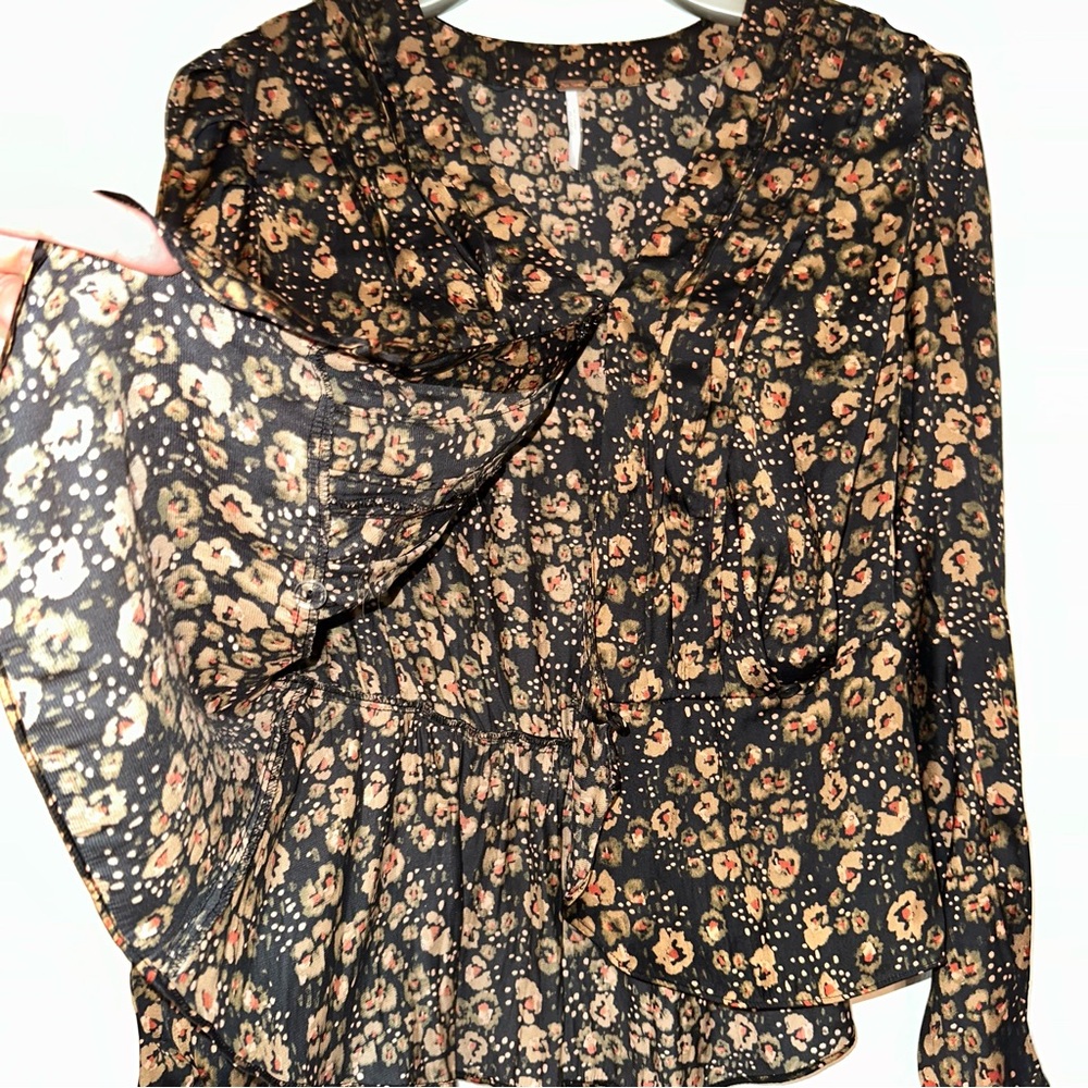 Free People Black Floral Blouse - Picture 5 of 12
